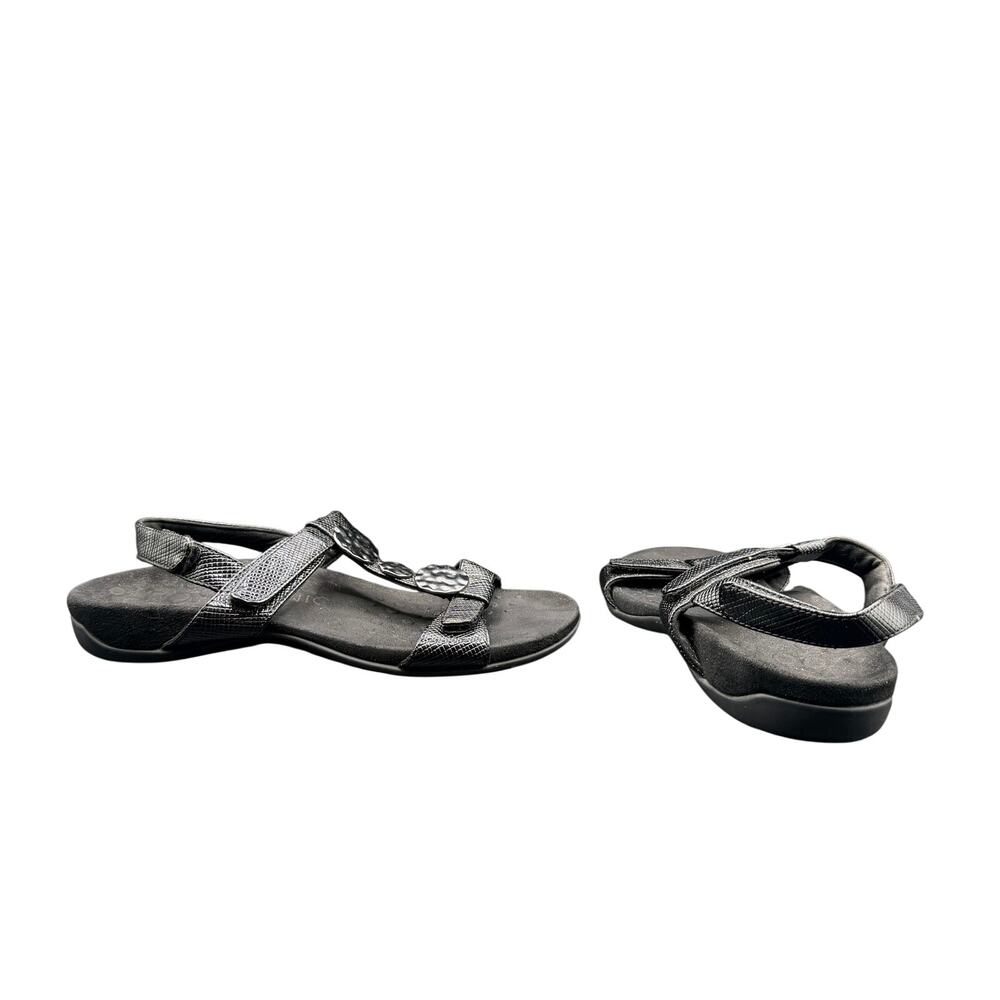 Vionic Farra Black Lizard Adjustable Comfort Sandals Women’s Size 7